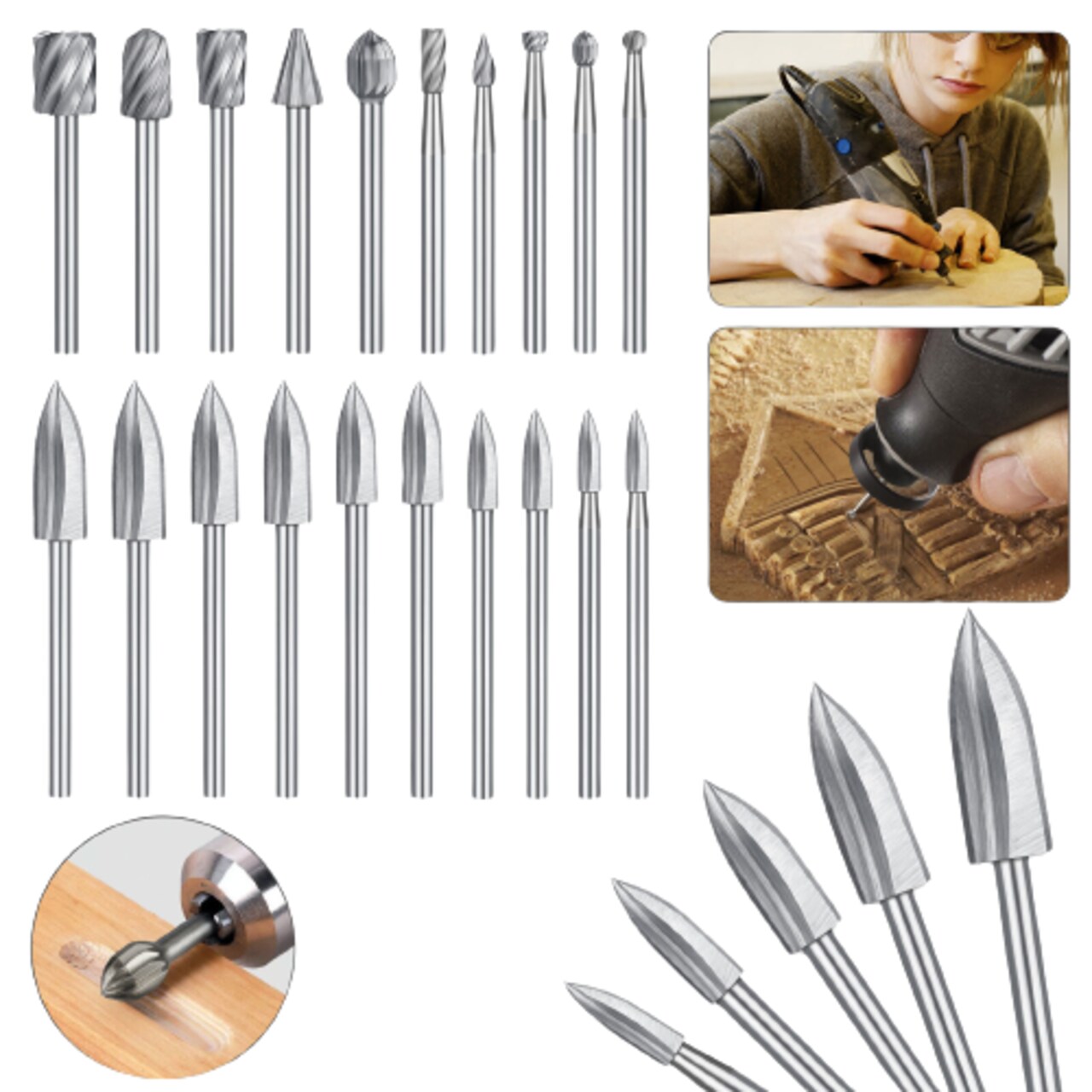 Kitcheniva Wood Carving Engraving Drill Bits For Dremel Rotary